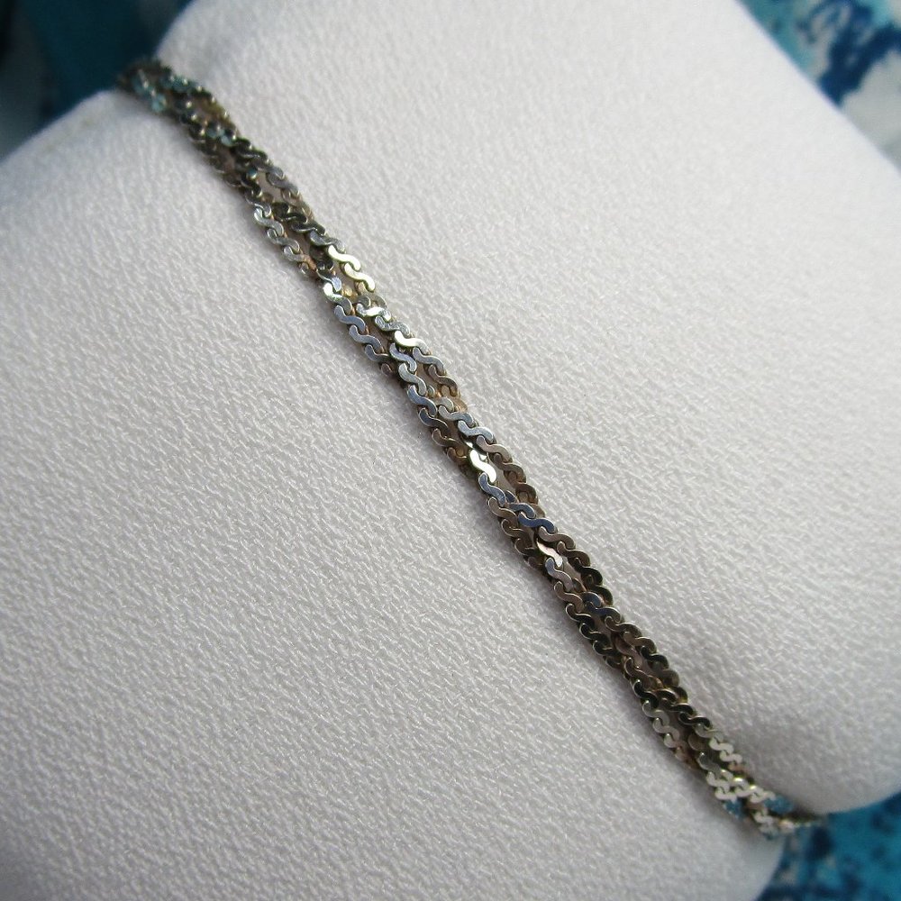 Vintage 80's Braided S Link Silver Chain Bracelet